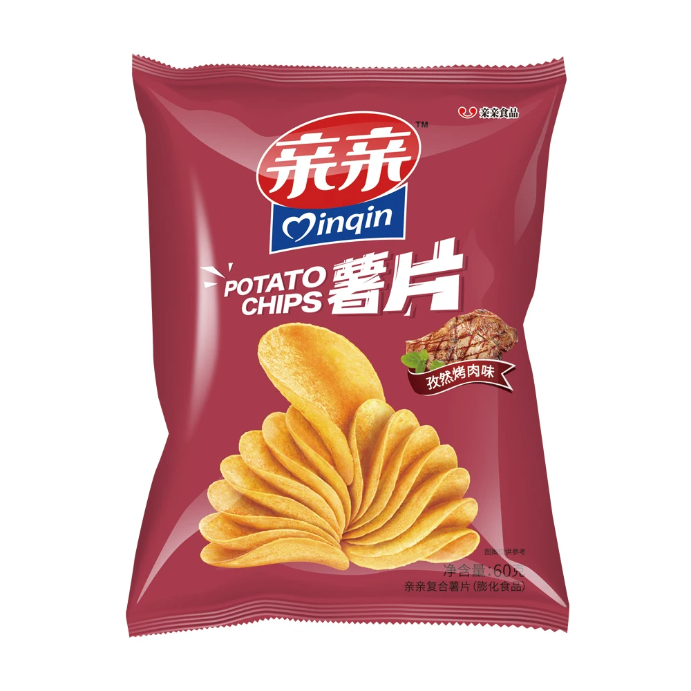 Qinqin  60g Potato Chips Crisps BBQ Flavored Snack OEM Manufacturer