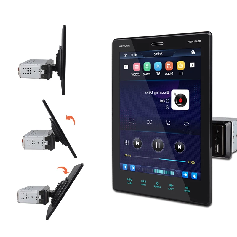 Universal Adjustable Vertical IPS Touch Screen 1 Din 9.5 inch MP5 Player with BT FM Mirrorlink Car Video Audio System