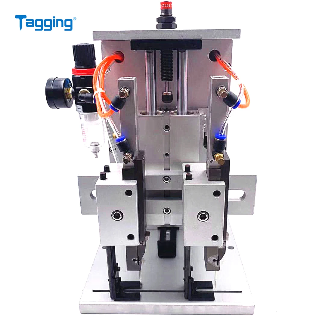 Double-needles pneumatic automated portable tagging machine for garments label gloves towels glove