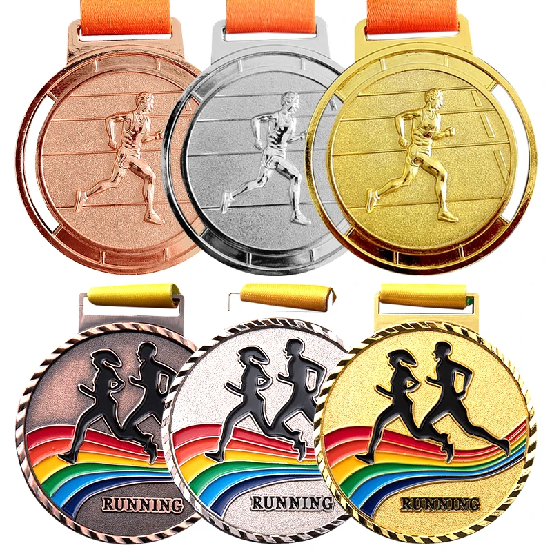 2024 Award souvenir metal sport medal antique silver enamel marathon run finisher swim ice skating championship medal