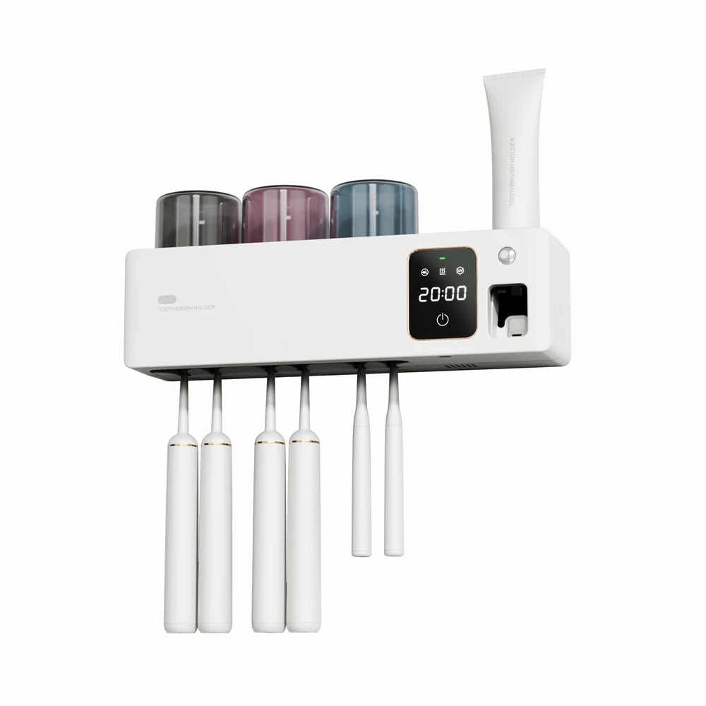toothbrush holder with toothpaste dispense 8000mAH wall-mounted sterilization air-dried toothbrush sterilization holder