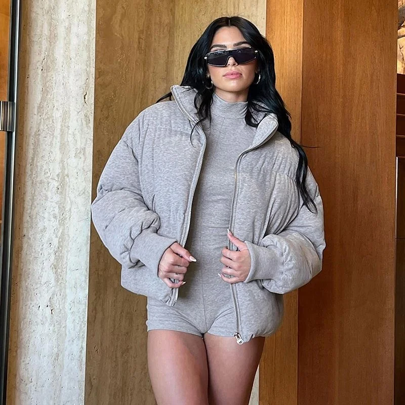 Custom Winter New Polyester Cardigan Puffer Jackets Zipper High Quality Bubble Coat Pure Wool Women Down Jacket For Ladies 2025