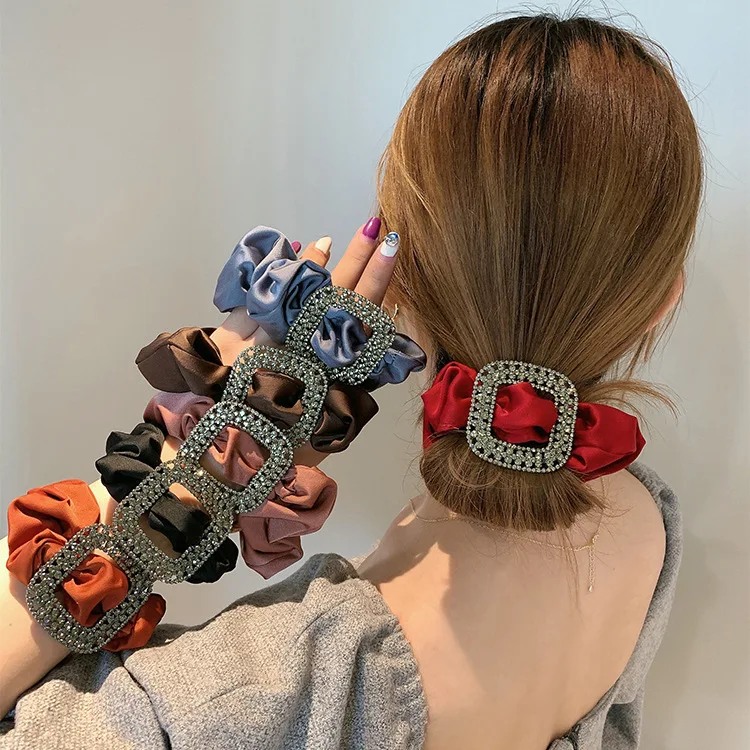 PH-069  Hot Style Simple Fabric Elegant Ponytail Holders Cloth Scrunchie Autumn Winter Hair Scrunchies Women