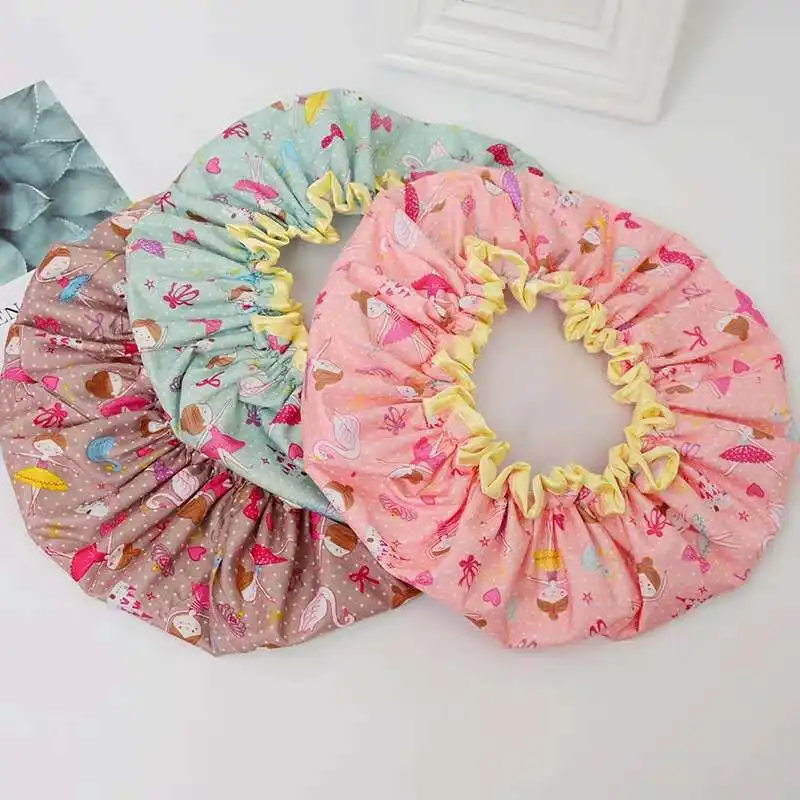 YM7 Source Factory Thickened Adult Double Layer Shower Cap Waterproof Shampoo Cap Cartoon Shower Cap