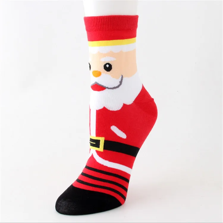 Korean New Design Cute Santa Claus Merry Christmas Tube Socks Women