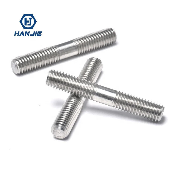 304 316L stainless steel stud with double head screw lengthened thread rod with double head stud bolt