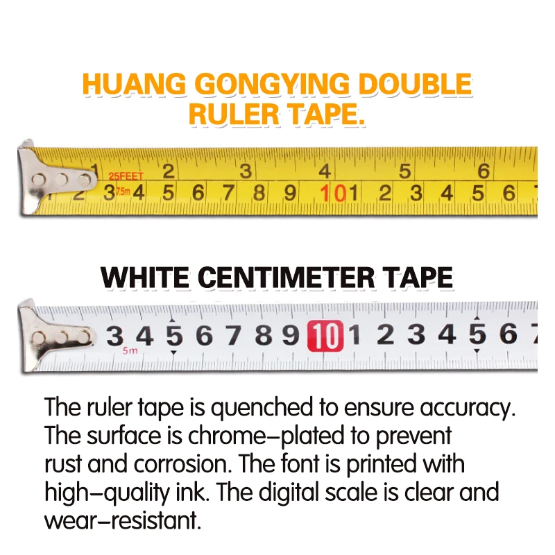 
Steel tape measure 3/5/7.5 /10 meters plastic tape measure self-locking box ruler drop resistant and wear-resistant ruler 