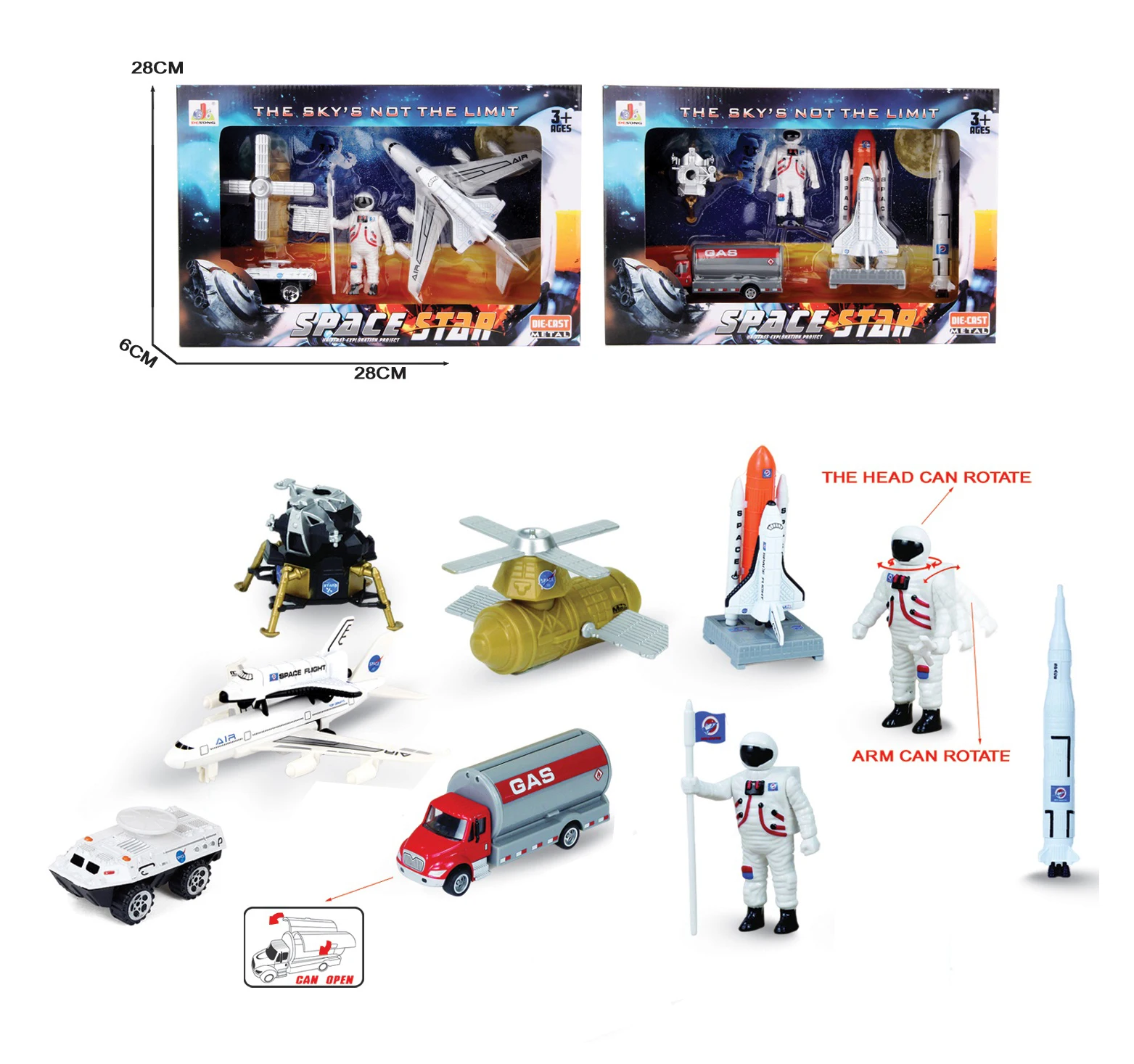 KSF Wholesale Mini Model Die-Cast Metal Astronaut Scene Space Shuttle Rocket Toys For Kids