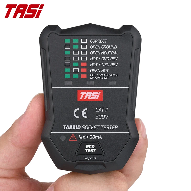 TASI TA891D 175V ~ 250V тестер напряжения со светодиодным индикатором УЗО штепсельная вилка британского стандарта Великобритании прибор для проверки
