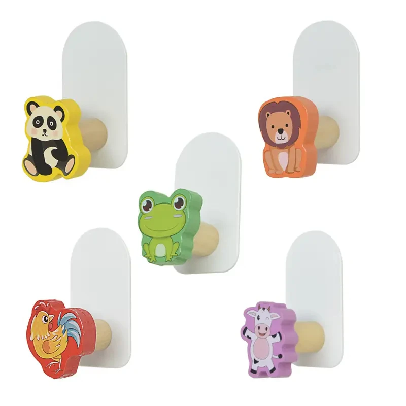 Cartoon No Punching Paste Creative Door Hanging Clothes Hook Toilet Porch Wooden Hook Wall Hook