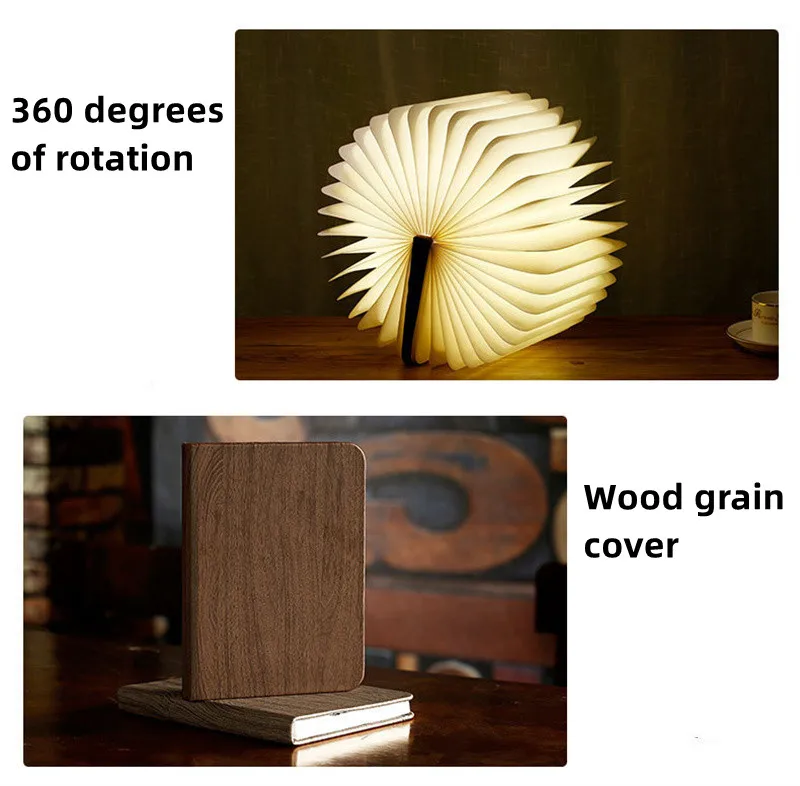 2022 New Product Led Foldable PU Leather Book Lamp Flip Folding Book Lamps To Read Smart USB Book Lights