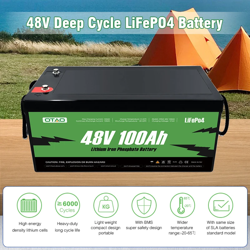 Grade A Lifepo4 Battery Lithium Iron Phosphate 48V 100Ah 200Ah Bateria Lifepo4 Built-In Bms For Home Forklift Golf Cart Boat Rv