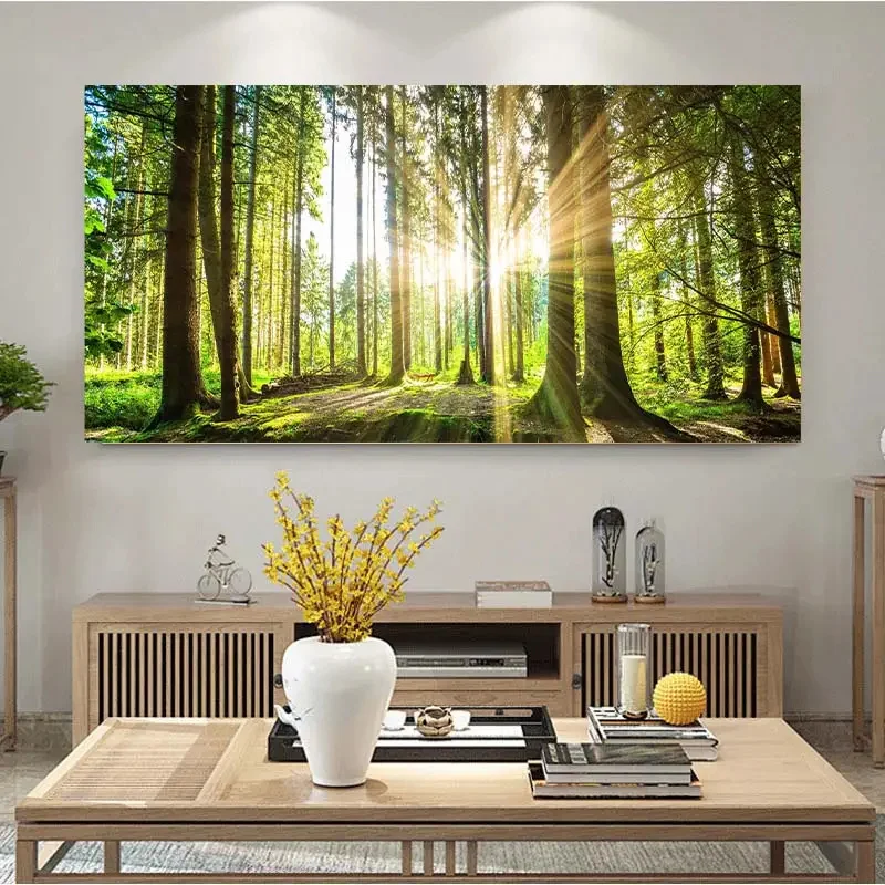 Nature Inspired Canvas Poster Vibrant Tree Landscape Painting Canvas Wall Art For Bedroom Office Living Room Wall Decor