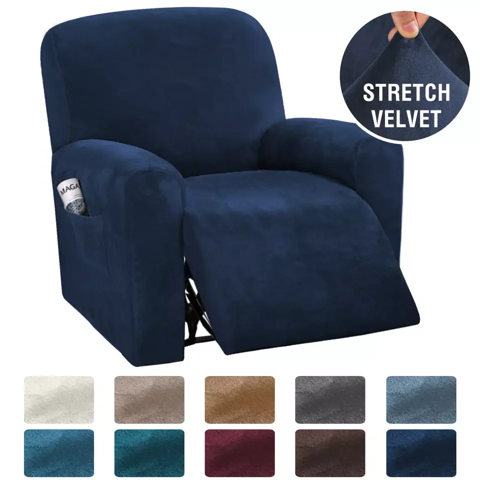 High quality spandex  single  velvet recliner home burgundy sofa cover with stretch recliner sofa cover set
