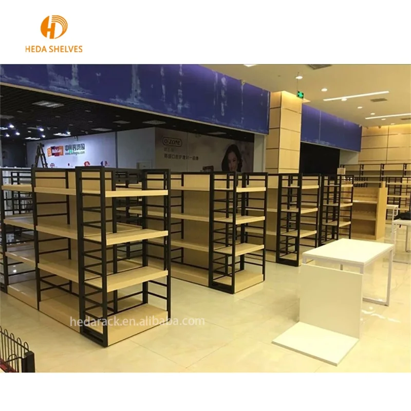  Деревянные стеллажи HEDA для розничного магазина HDF дисплей супермаркета металлическая полка и продуктовые деревянные