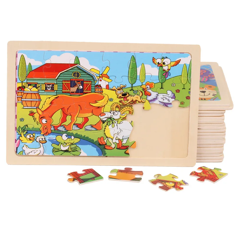 
Animal Farm Wooden 24-Puzzle Toddler Baby Early Learning Intelligence 1-6 Year Old Toy 