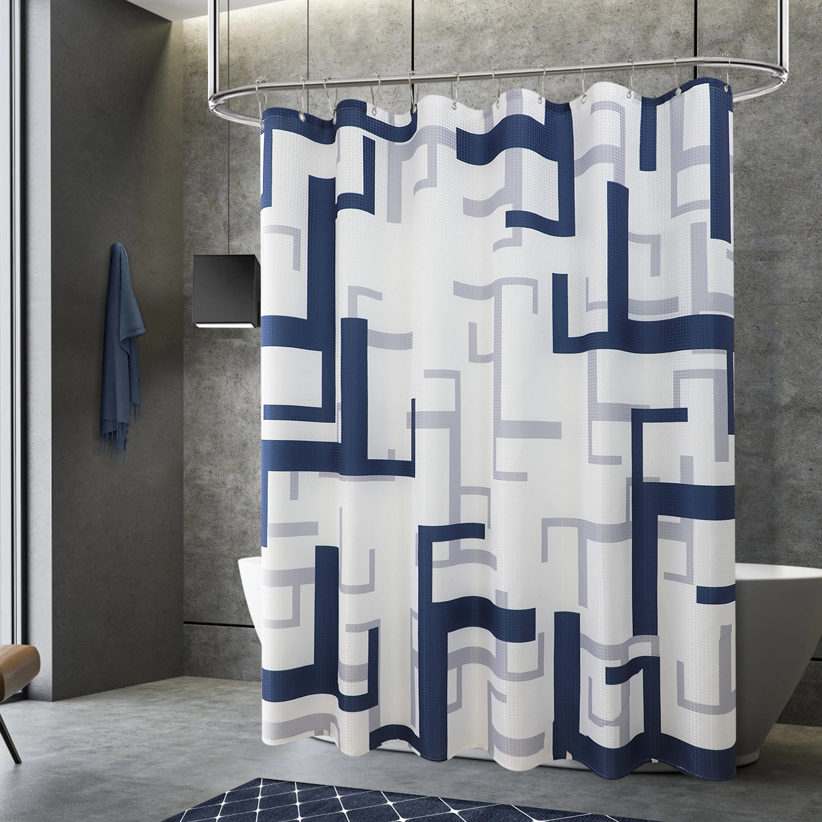 Прочная и моющаяся быстросохнущая водоотталкивающая занавеска для душа 72 Вт x 84 ч с 12 крючками