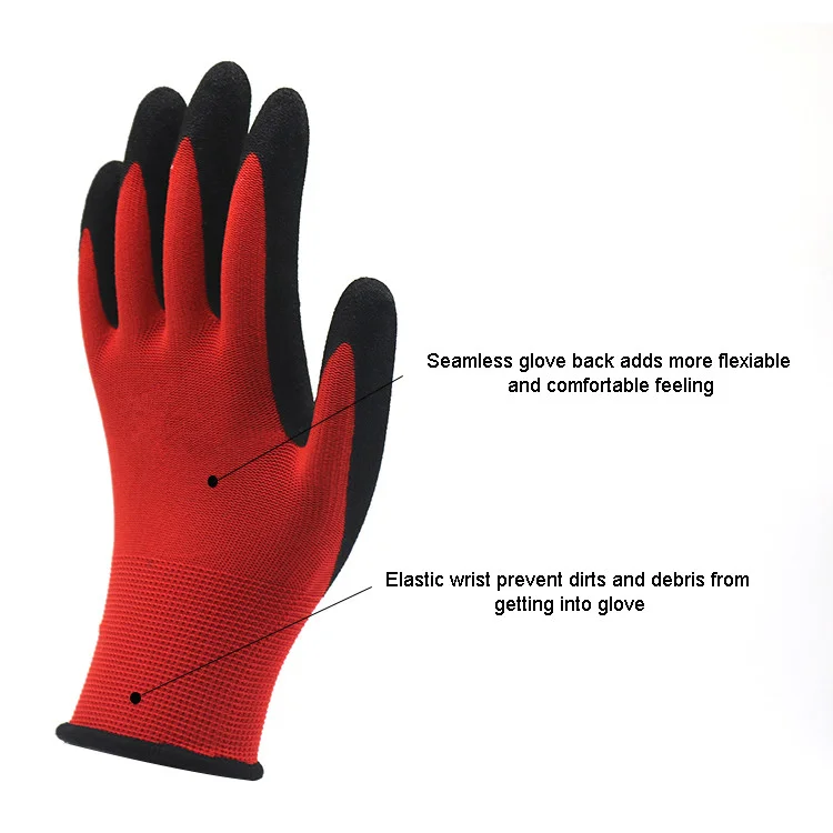 Ready Goods Hot Seller Palm Coated Gloves Latex Rrinkle Coated Nylon Gloves