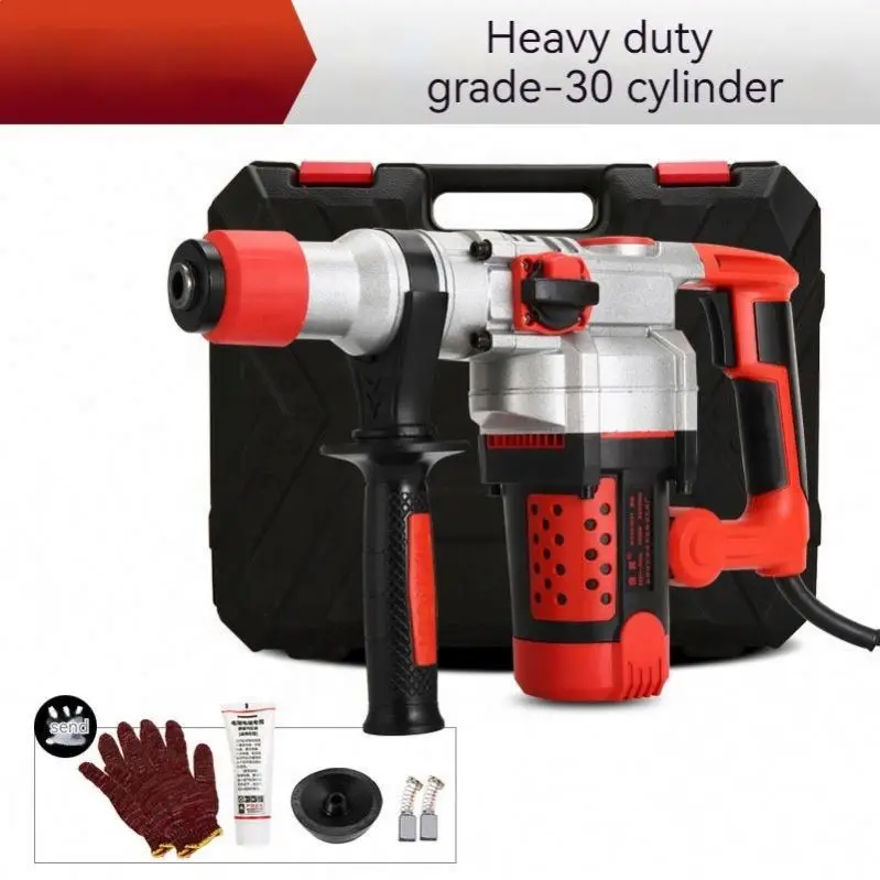 High Power Dual Purpose Heavy Duty Jackhammer 26mm Diameter Concrete Breakers Electric Demolition Hammer Impact Drill Set