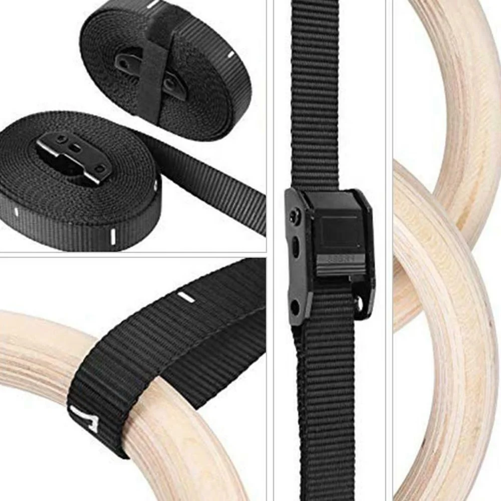Fitness Strong Roman 28Mm 32Mm Birch Wooden Gymnastic Rings With Numbered Straps For Adult