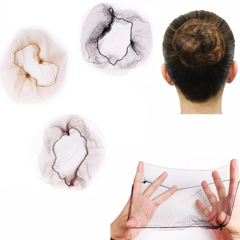Top quality nylon hair net star dance recital Buns Hair Extension Weaving c-a-p brown hairnets invisible disposable 20inch