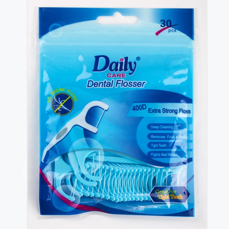 Wholesale mint-flavored eco-friendly dental floss picks are used to clean between teeth.