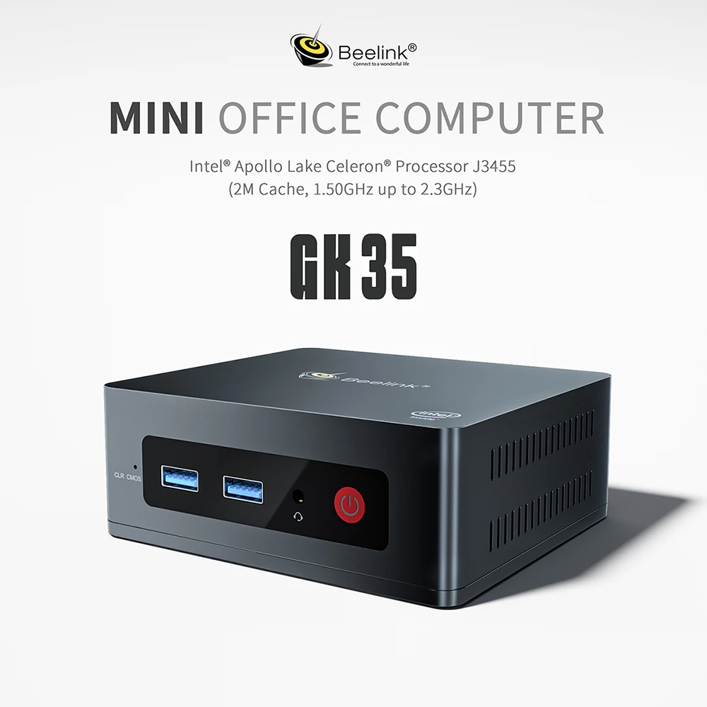 Beelink GK35 Mini PC 4K HD WIFI5 BT4.0 1000M Wins10 Intel Apollo Lake Celeron Processor J3455 8GB 256GB SSD Laptop PC