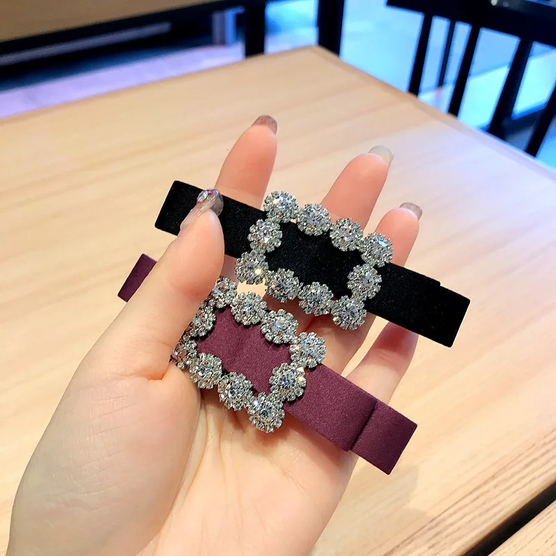New Fashion Ponytail Spring Clip Temperament Diamond Handmade Bows Hairpin