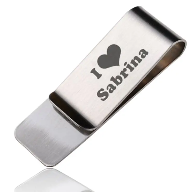 Promotion Fashion Business Stainless Steel Simple Silver Dollar Cash Clamp Pocket ID Card Holder Wallet Round Metal Money Clip