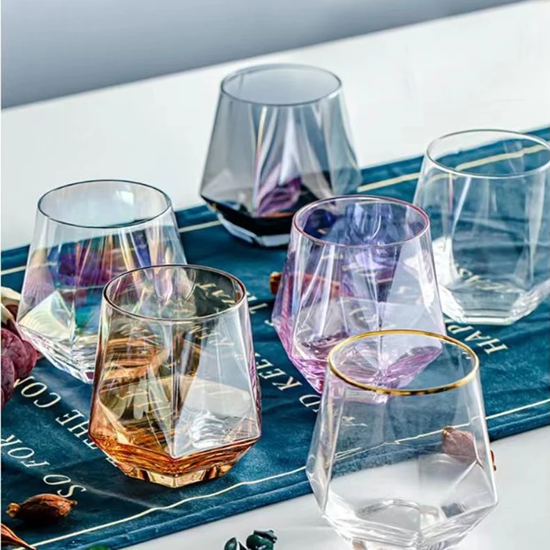 Glod rim spinning whiskey glass clear glass coffee cup lead-free glasses cup set