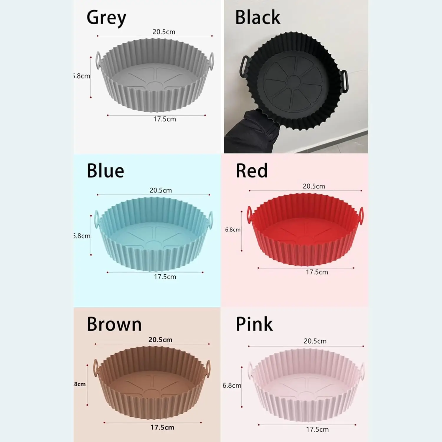 Custom Deep Collapsible Reusable Silicone Air Fryer Pot Baking Tray Basket Pan Air fryer Liners Pot Set Oven Molds Accessories