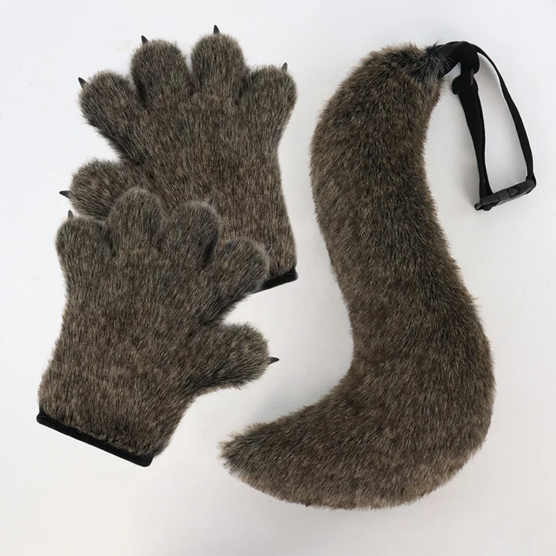 Hot Selling Costume Anime Cosplay Accessories Animal Sexy Fox Tail Faux Fur Tail Fox Tail Bear Paw Gloves