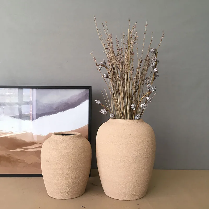 Wholesale Clay Vases Ceramic Chinese Small Home Decor Vase Set for Living Room Simple Handmade Rustic Custom Flower Vase