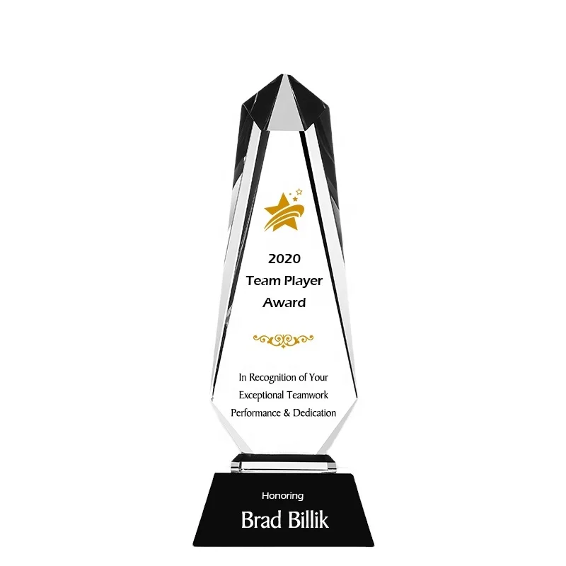 high quality obelisk crystal trophy awards blank laser engraving Ice Peak Crystal Glass Awards