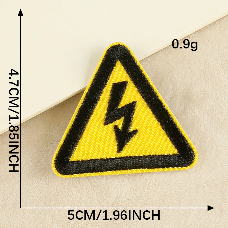 Traffic Warning Products Yellow Triangle Traffic Signs Iron On Embroidery Patches