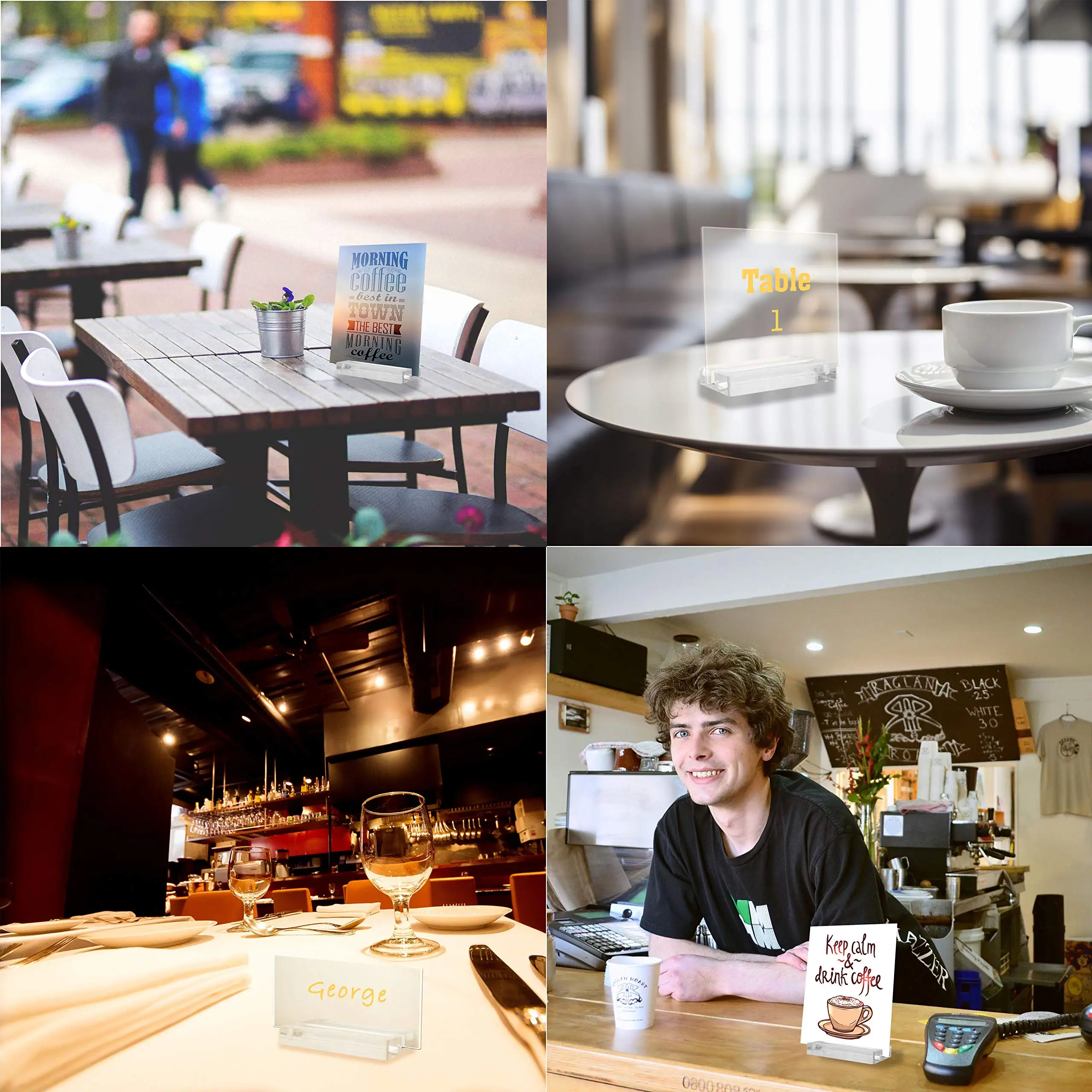 Acrylic Sign Holders Clear Place Card Holders Table Numbers Display Stands With Card Slot For Wedding