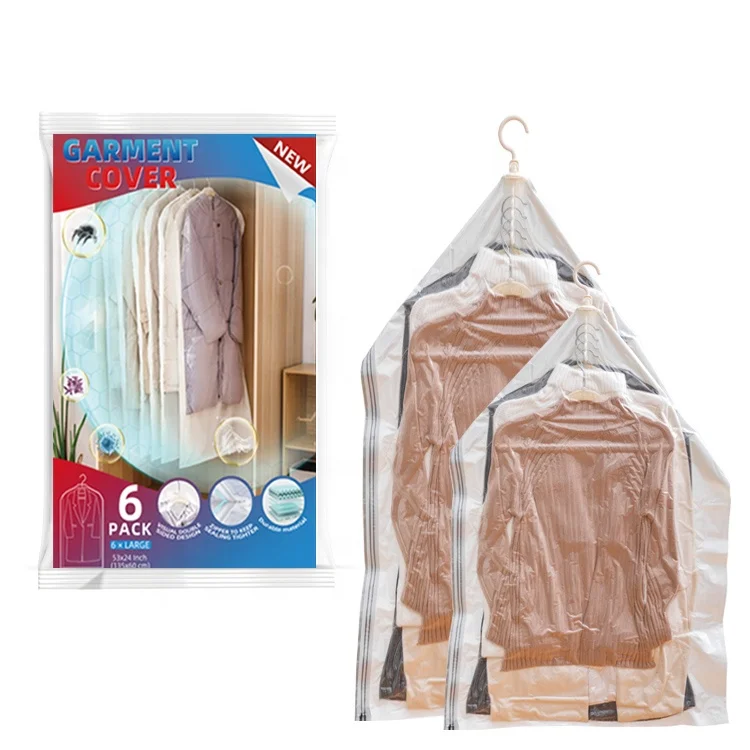 Hanging Vacuum Bag Suction Cup Travel Space Saver Vacuum Sealed Air Pressure sealer Transparent Cloth Compression Storage Bags