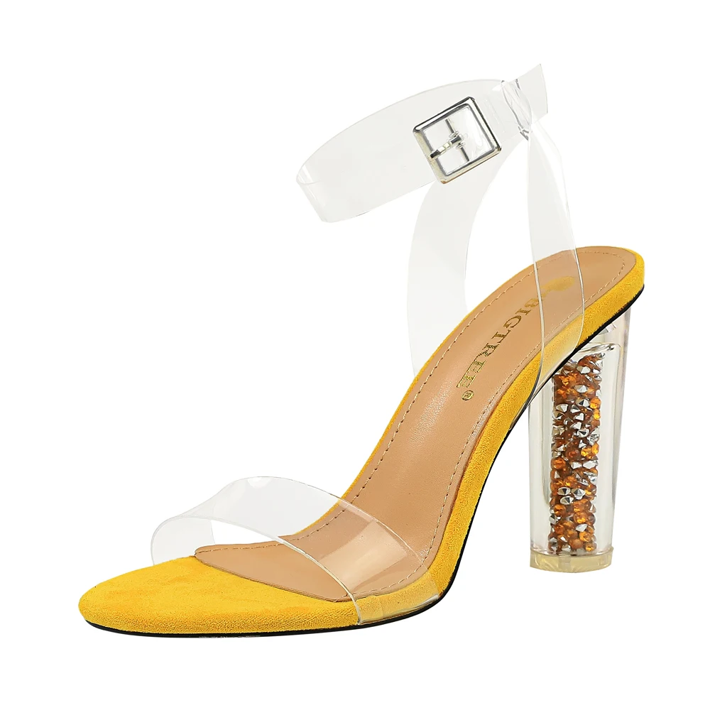 Модные пикантные туфли для ночного клуба в европейском и американском стиле на высоком каблуке с кристаллами на высоком каблуке прозрачные туфли с открытым носком сандалии 29-8