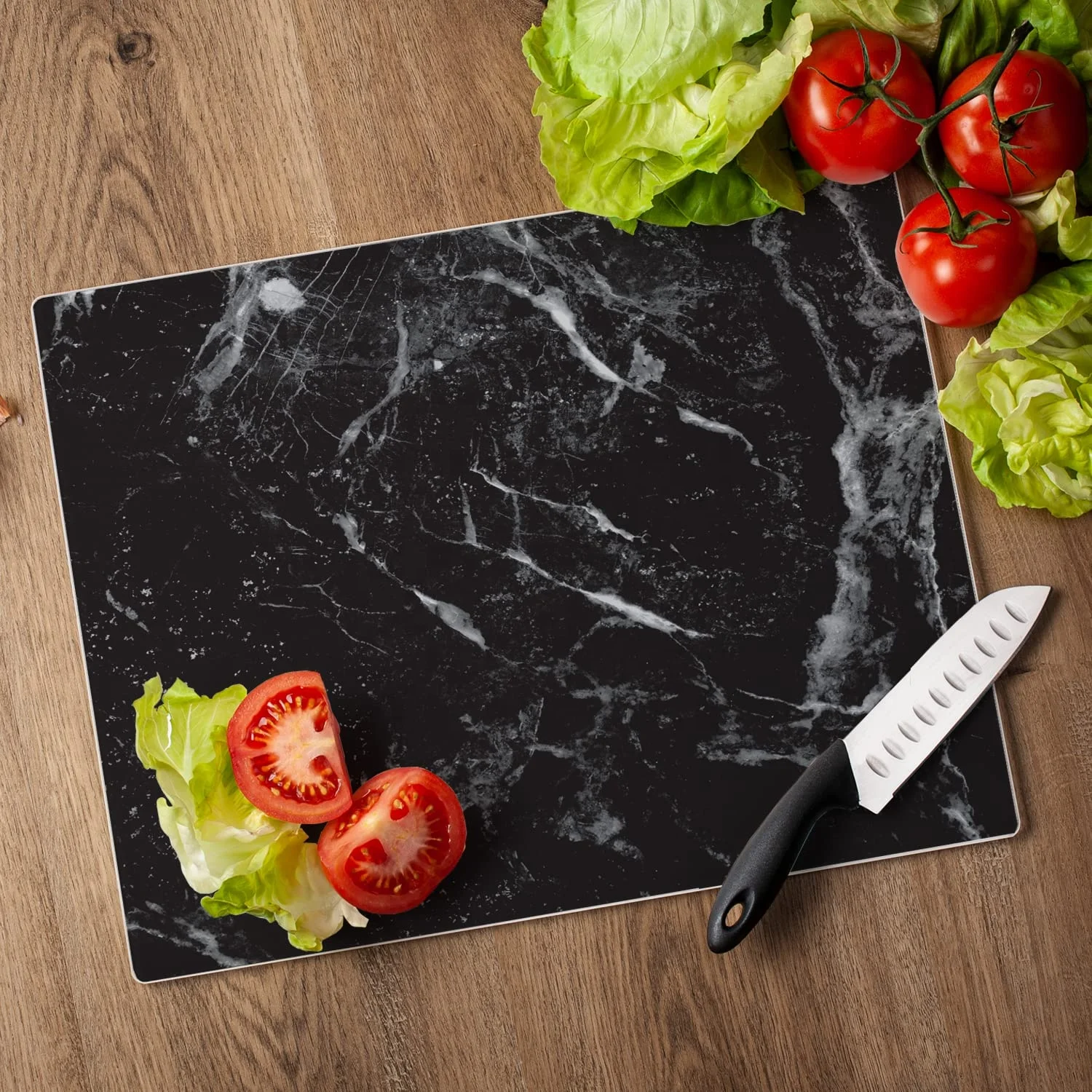 Black Marble Tempered Glass Chopping Board 15 x 12 inch Dishwasher Safe