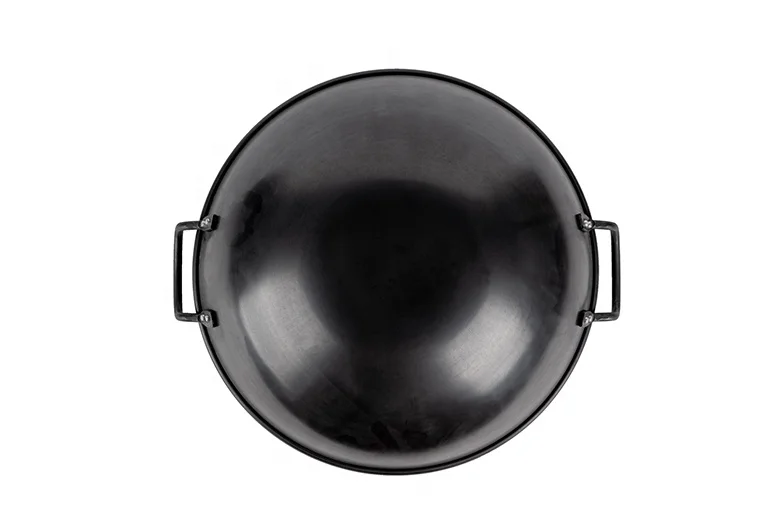 High Quality Full Seasoned Traditional Carbon Steel Wok with Double loop handles