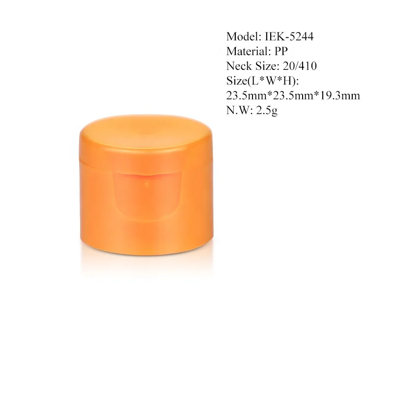 20/410 Plastic Bottle Flip Top Cap Custom Orange Color Flip Top Cap