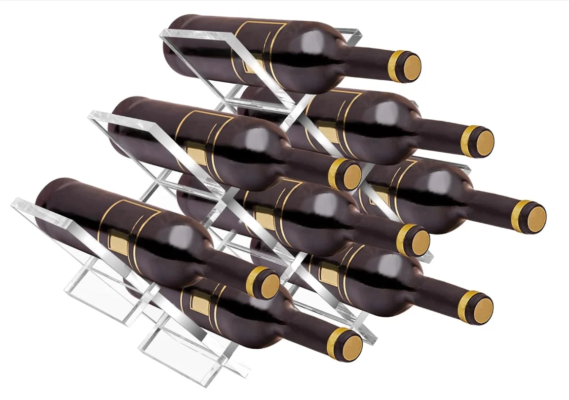 acrylic Acrylic Liquor Bottle Display LED Shelf - 2 Step Multicolor Lighted Bar Stand 16 inch