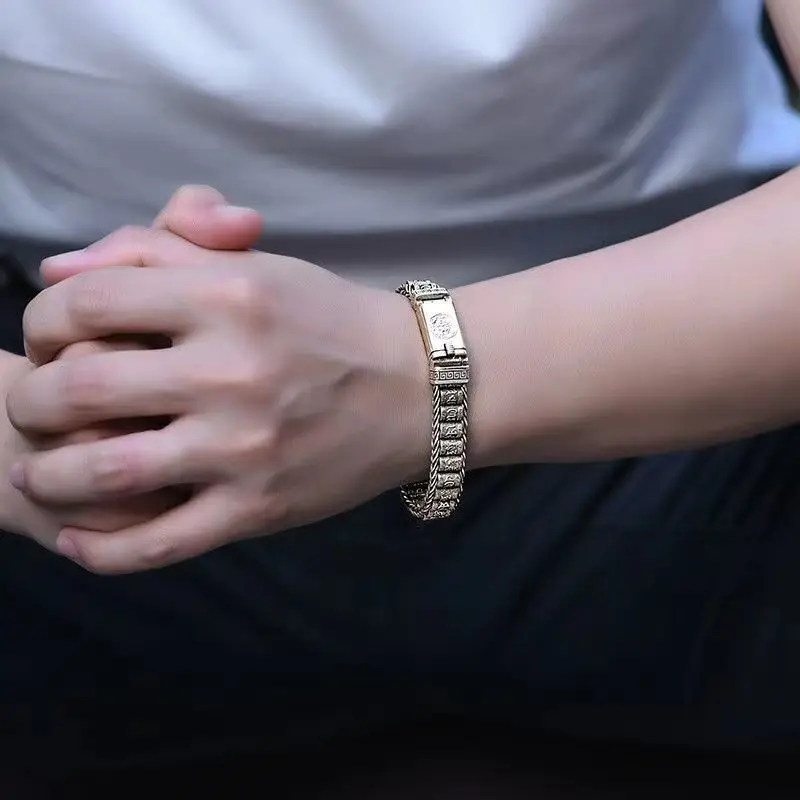 Thailand Mysterious Symbol Bracelet Vintage Personality Weaving Indian Buddhism Six Word Truth, Lucky Couple Bracelet for Men