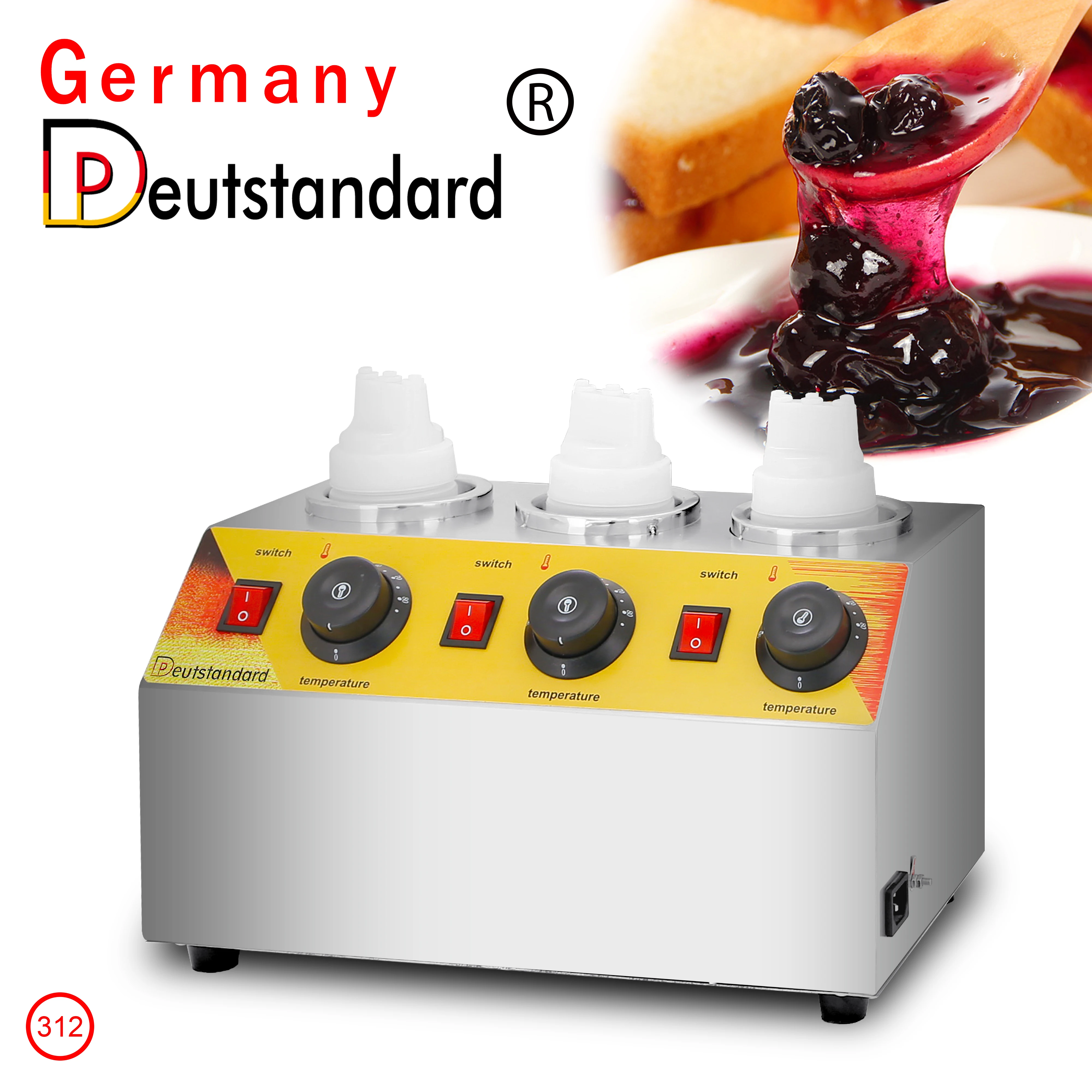 3 bottles chocolate ketchup sauce jam spread warming warmer showcase machine