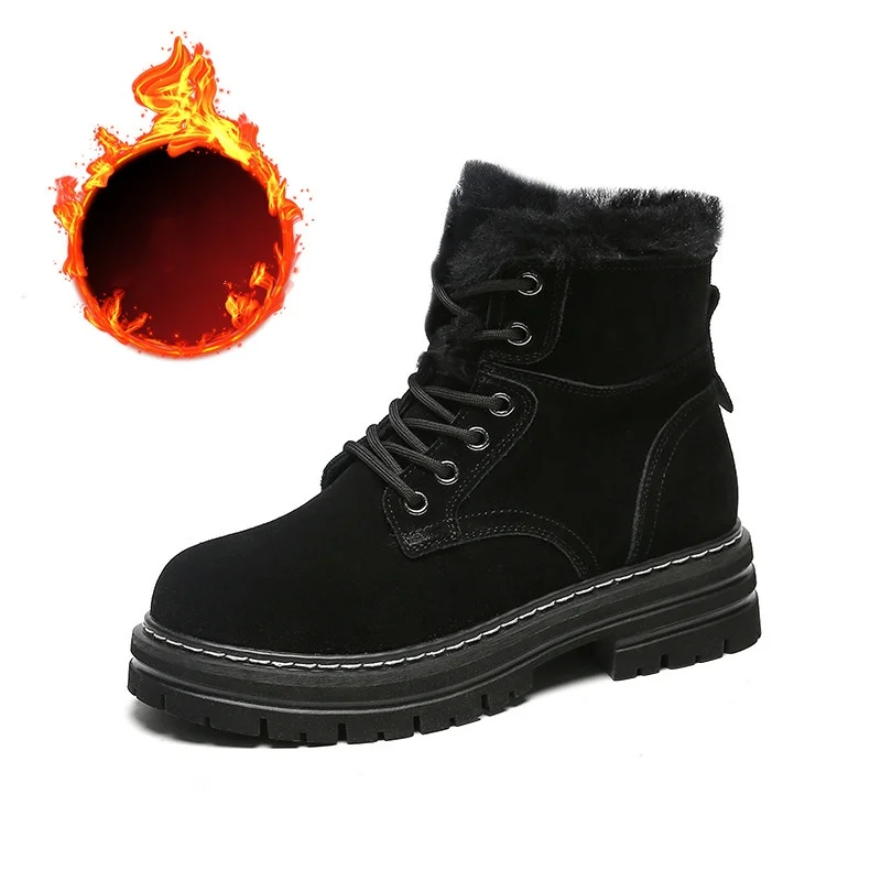 Slip-on Comfortable Thermal Round ladies snow boots suede plush snow boots women winter casual shoes