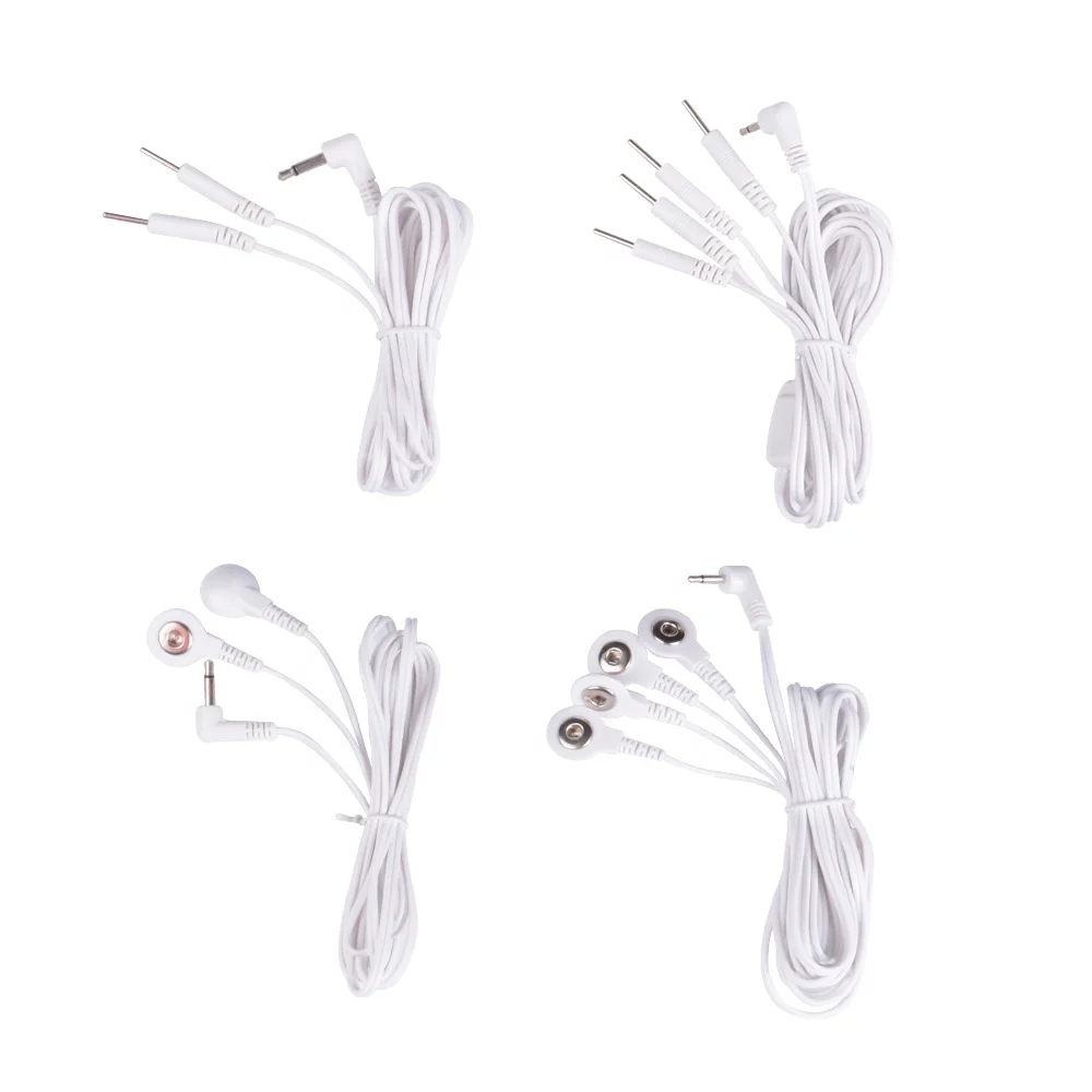 Konmed TENS Unit  4  in 1 snap Electrode TENS lead wire/cables with DC2.5MM 3.5MM RCA plug for TENS massage