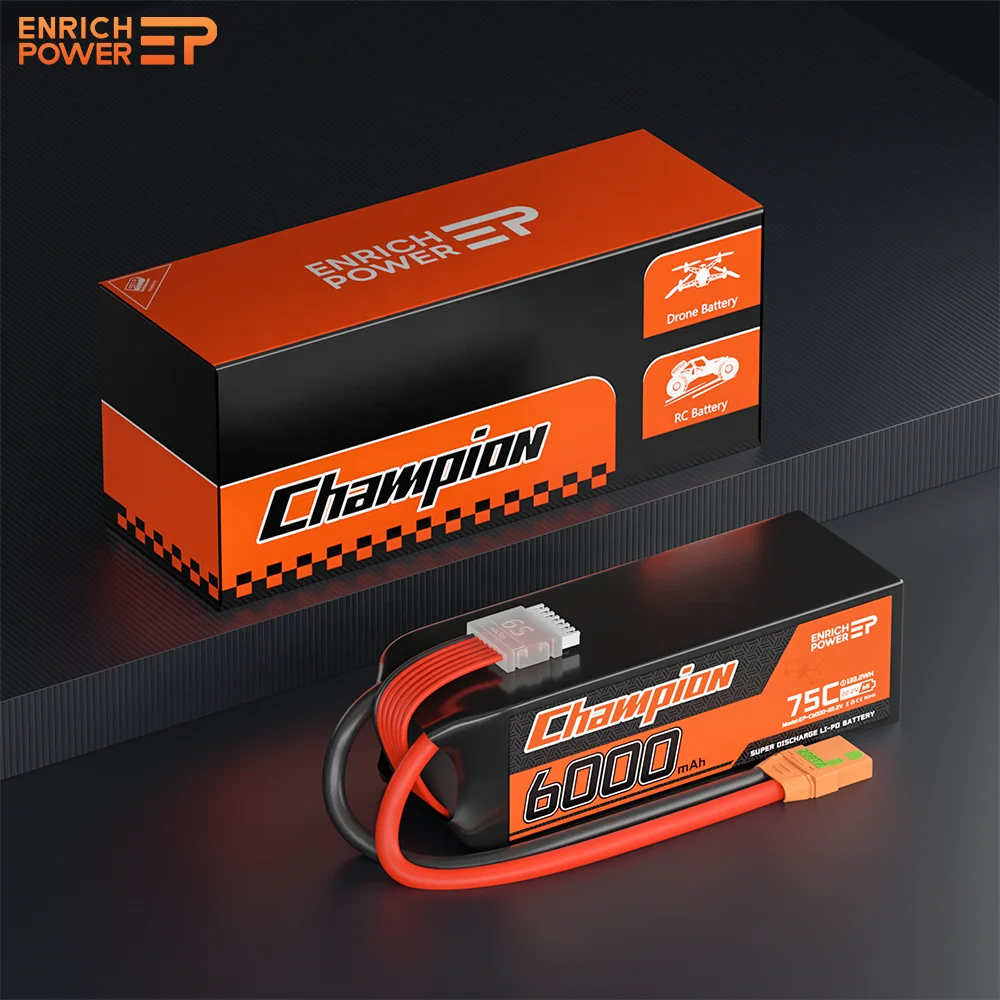 EP 22.2V 6S Lipo Battery 6000mAh 75C Lipo Battery with XT90S for RC Quadcopter Drone and FPV Model