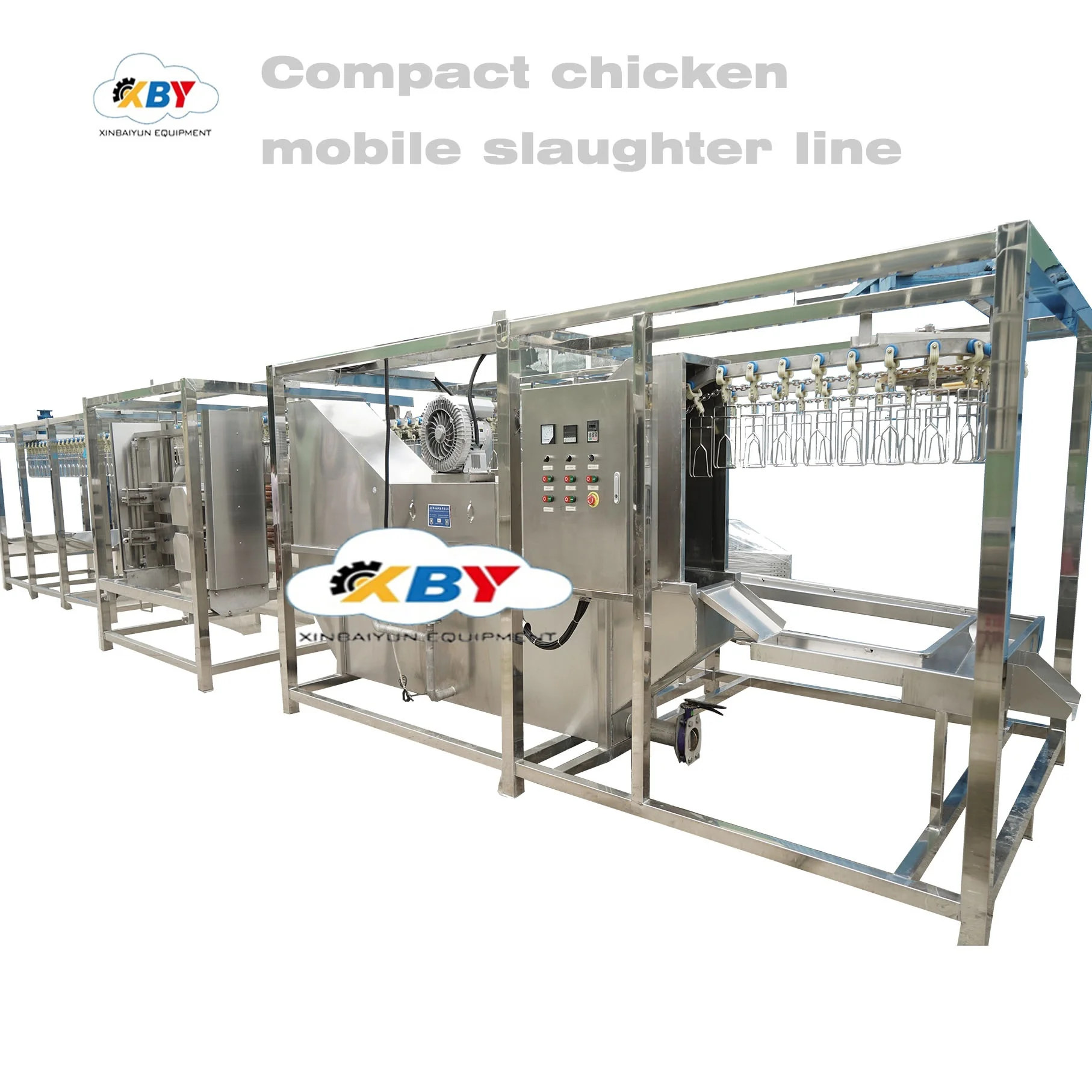 Saudi Arabia halal small capacity 200-1000 full complete  poultry chicken compact mobile slaughter machine line