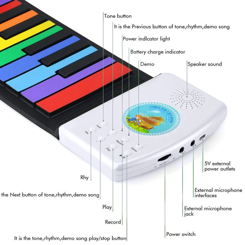 electric keyboard to kids piano 49 keys roll up musical toy instruments