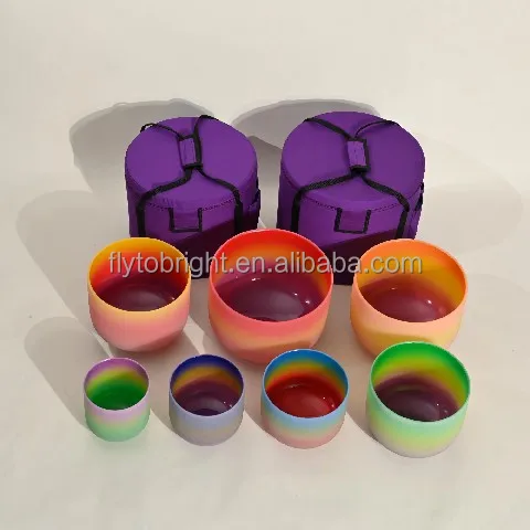 Flower Life Quartz Crystal Singing Bowls with Chakra Set Singing Bowl Campana Tibetana